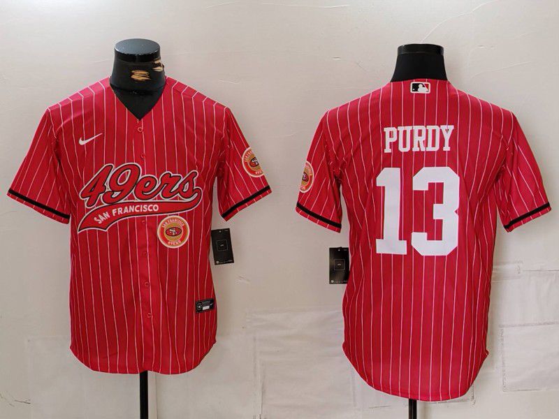 Men San Francisco 49ers #13 Purdy Red Stripe Joint Name 2024 Nike Limited NFL Jersey style 3